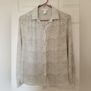 H&M White and Black Long Sleeved Blouse